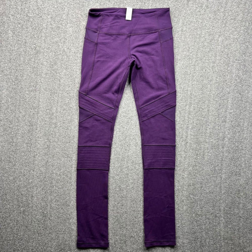 Ivivva Leggings Girls 12 Purple Moto Ribbed Mesh Pocket Athletic IG5261S